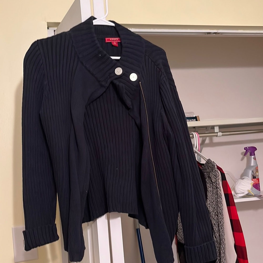 Navy blue sweater jacket